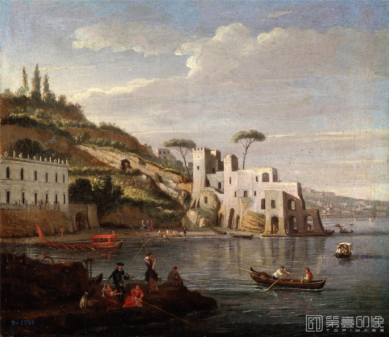油画-西班牙普拉多美术馆油画藏画-Vanvitelli, Gaspare-Alrededores de Nápoles-32cm x 37cm-2842